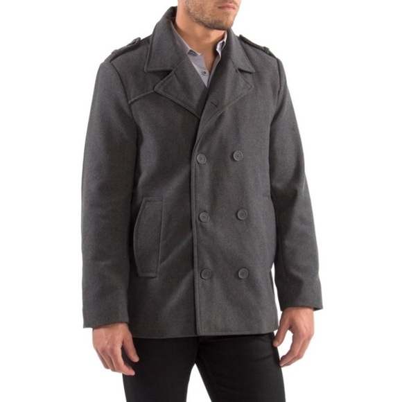 Alpine Swiss Jake Mens Wool Pea Coat Double
Breasted Jacket Gray nwt - Picture 5 of 9